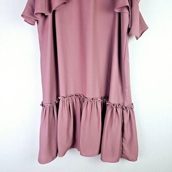 Amanda Uprichard Pirouette Henna Cold Shoulder Drop Waist Mauve Lined Dress, Sm - Picture 4 of 10
